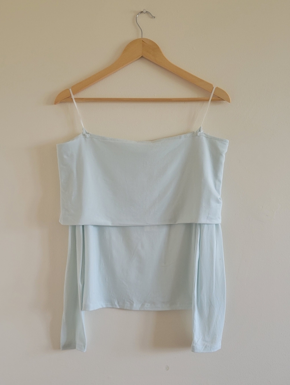 ARITIZIA BABATON Powder Blue Off-Shoulder Long Sleeve Top